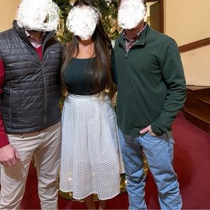 Silence + Noise White High Waist A-Line Midi Skirt